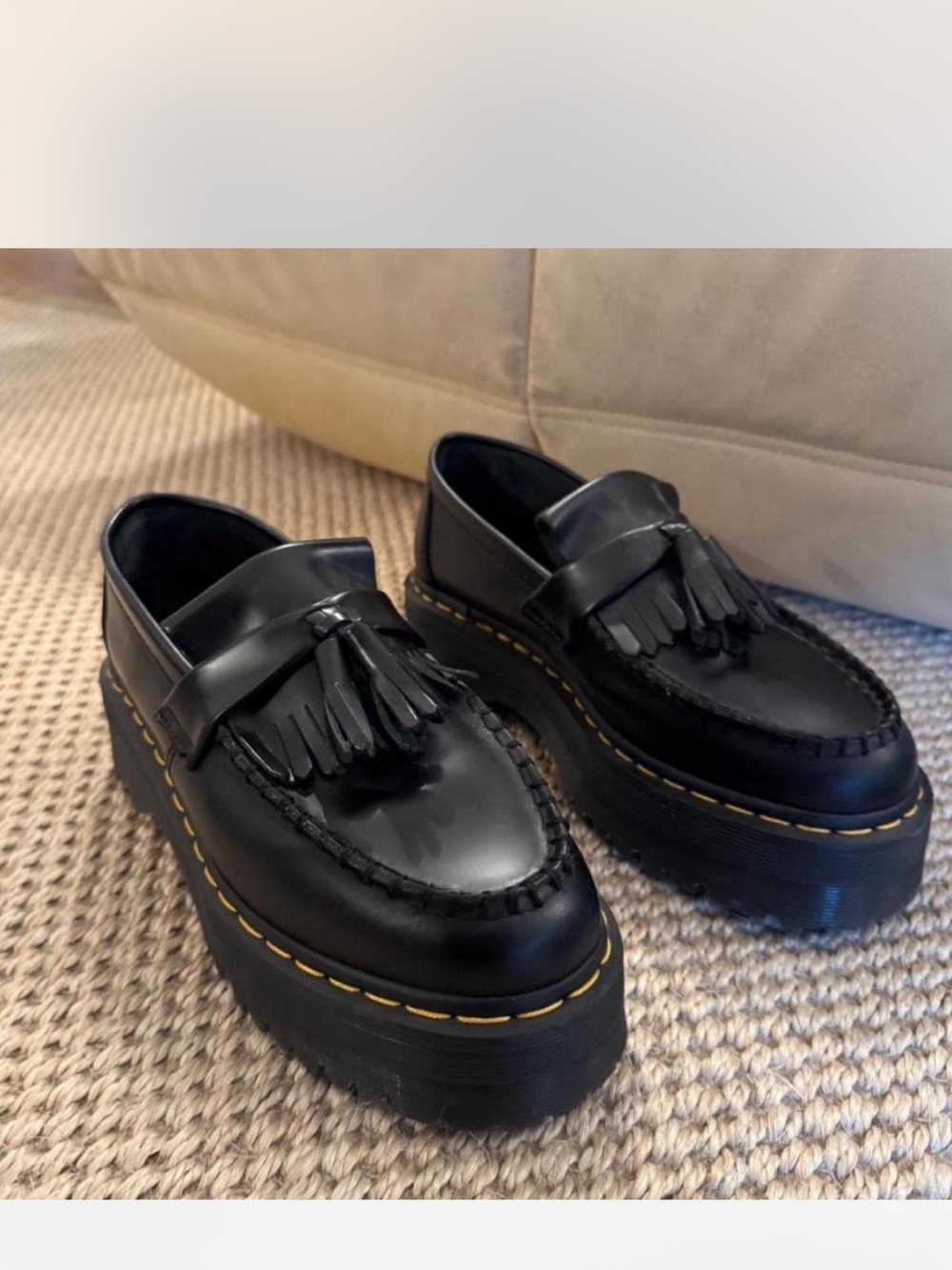 Dr. Martens Black Platform Kiltie Loafers